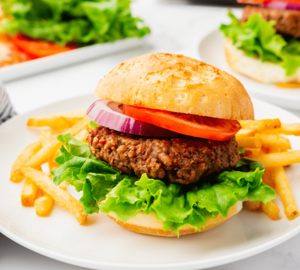 Veg Burger + French Fries | Fireside Indian Bar & Restaurant